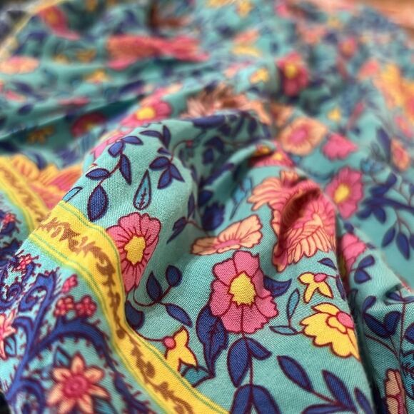 Boho Maxi Dress Blue Floral Flowy Halter Deep V Open Back Hi-Low Ruffle Gypsy - Picture 7 of 8